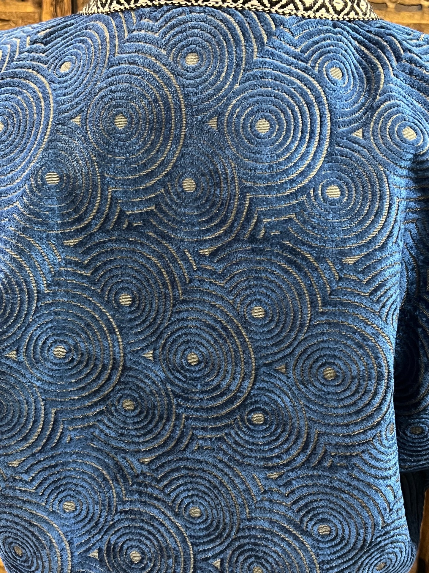 Retro Blue Crop Jacket with Trim
