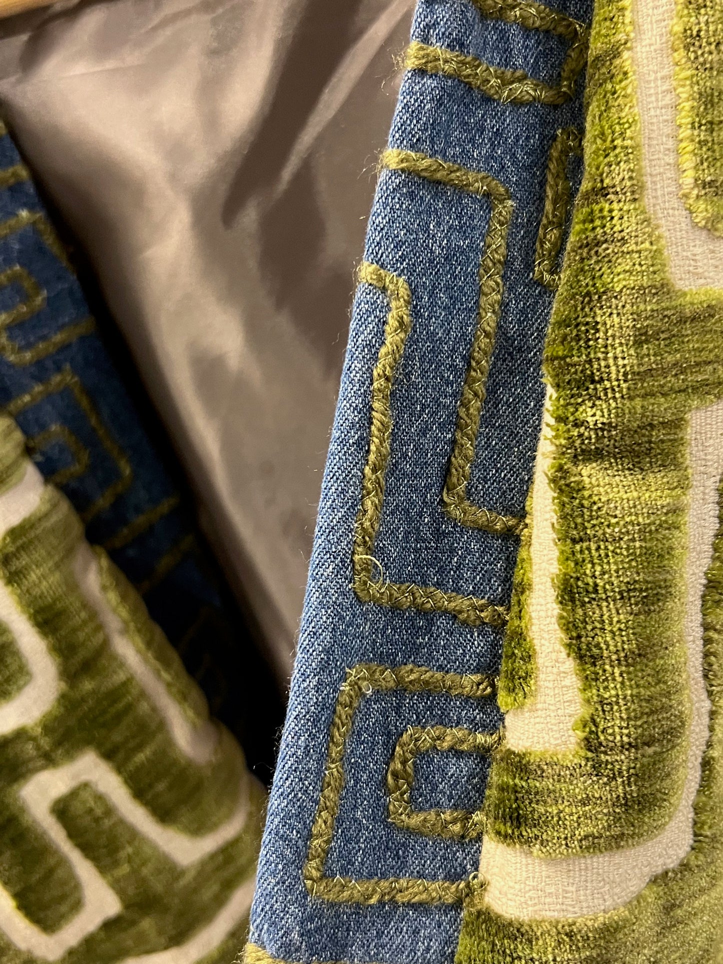 Olive Green Velvety Maze Kimono