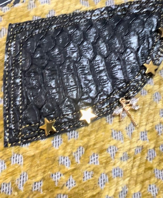 Snake Leather and Gold Mini Skirt