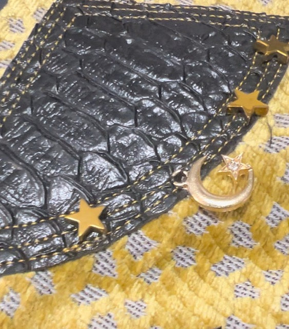 Snake Leather and Gold Mini Skirt