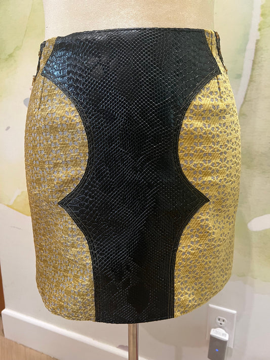 Snake Leather and Gold Mini Skirt